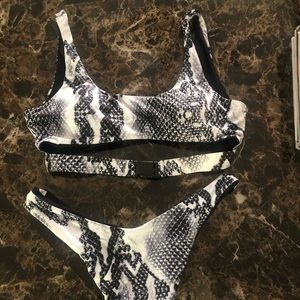 Two piece snake skin swimsuit from Matte Swim.